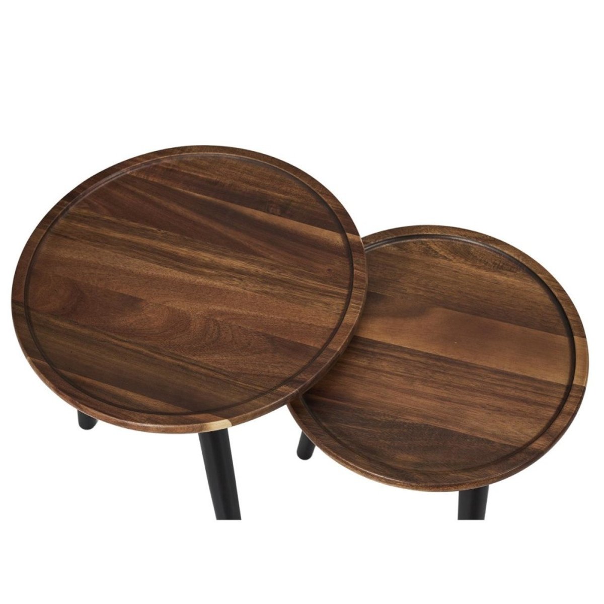Lot de 2 tables gigognes rondes acacia marron, DECORATIE