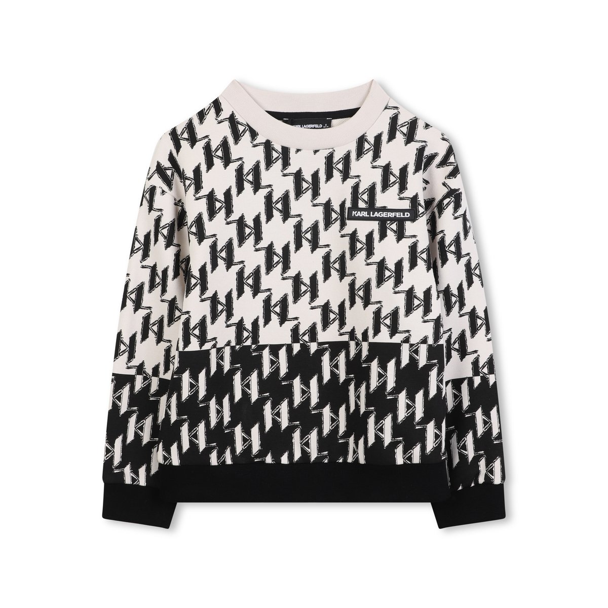 Sweat en polaire noir beige, KARL LAGERFELD KIDS