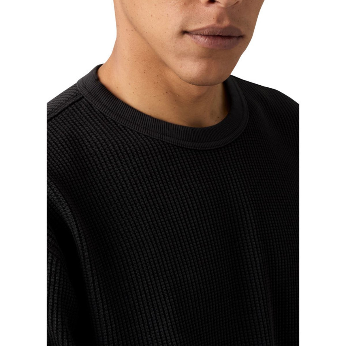 Pull en coton anthracite en maille effet gaufrée pourvu d'une coupe droite anthracite, LEVI'S