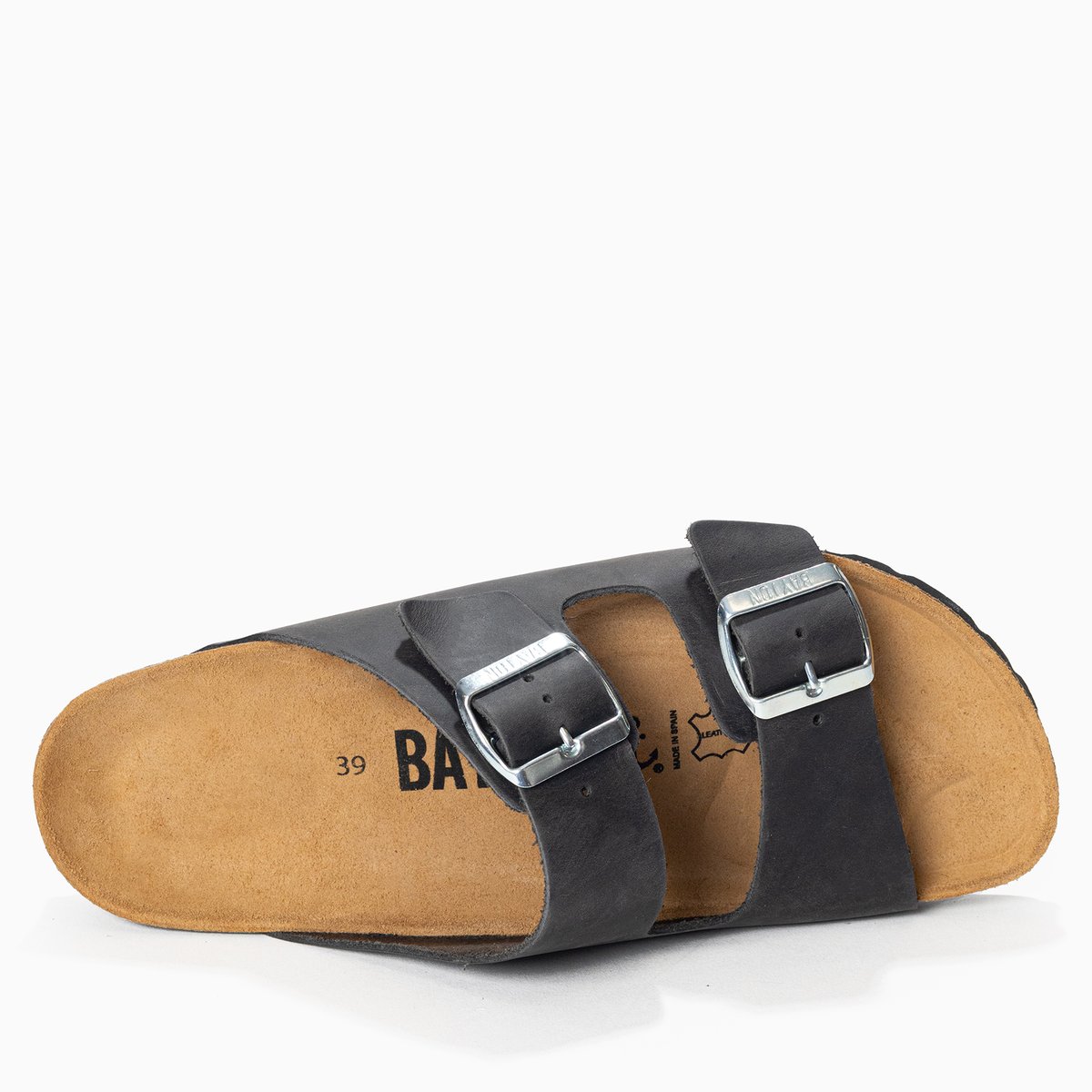 Sandales en cuir ATLAS gris foncé, BAYTON