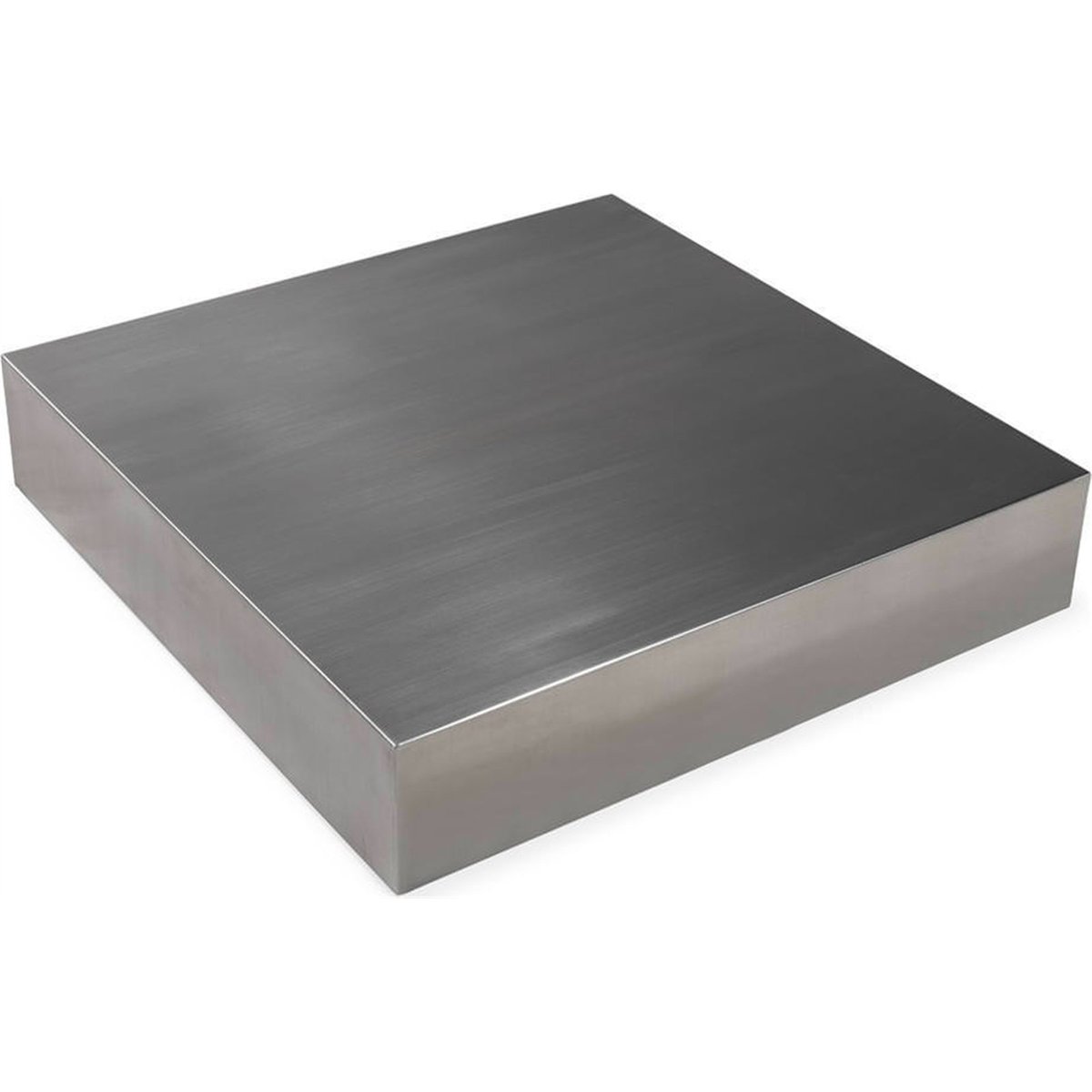 Table basse carrée en acier inoxydable argent, RECOLLECTION