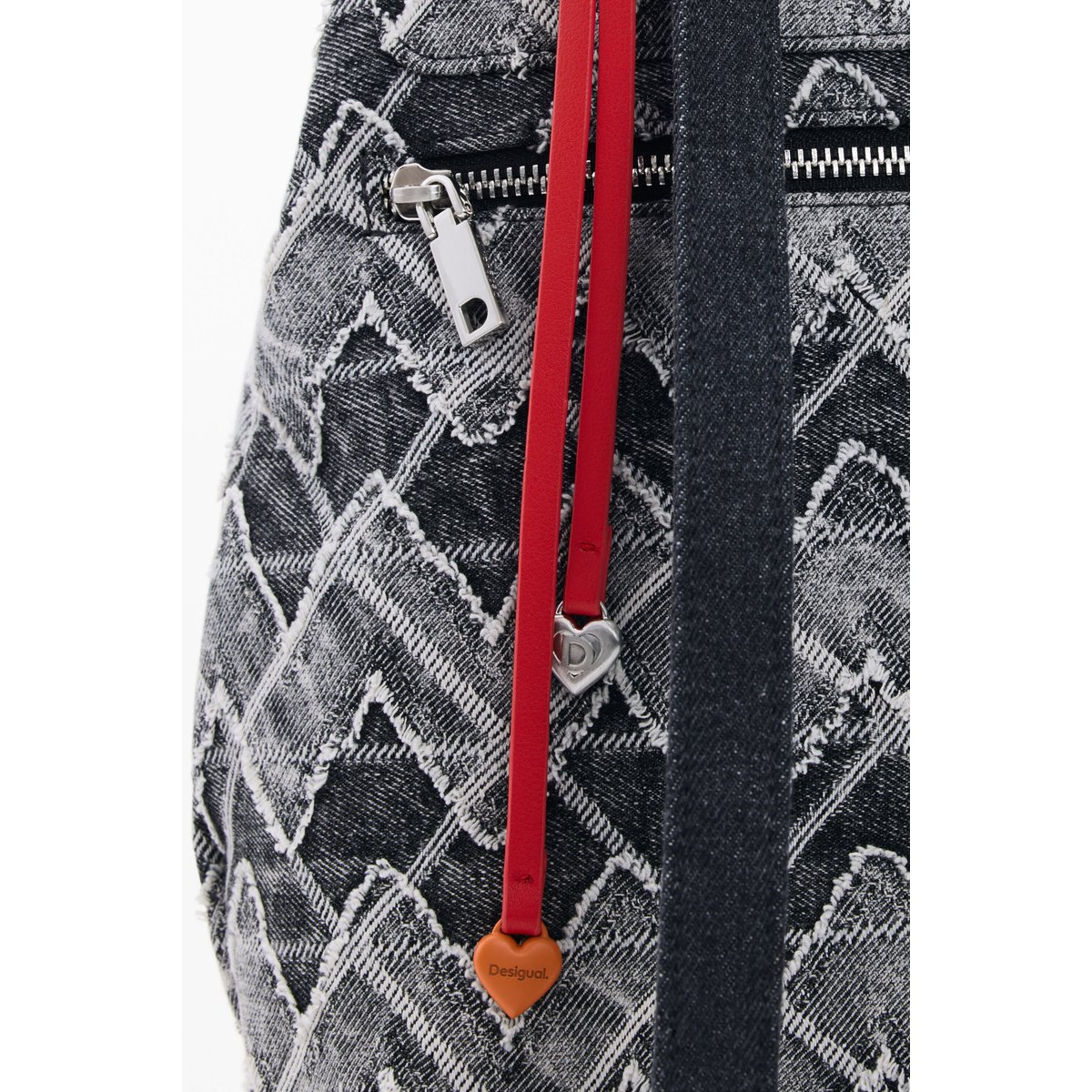 Petit sac à dos en denim à chevrons bleu, DESIGUAL