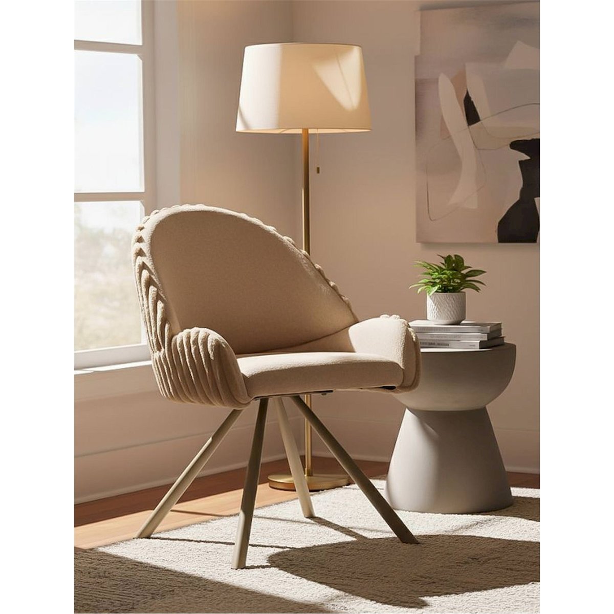 Lot de 2 chaises enveloppantes capitonnées MODERN crème, RECOLLECTION