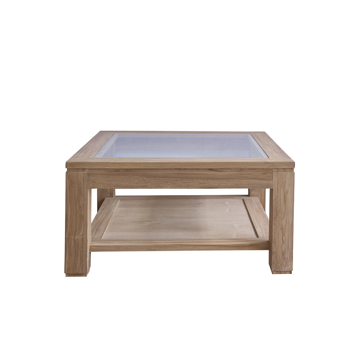 Table basse en teck massif 80 cm double plateau BOSTON naturel, BERAH GETAH