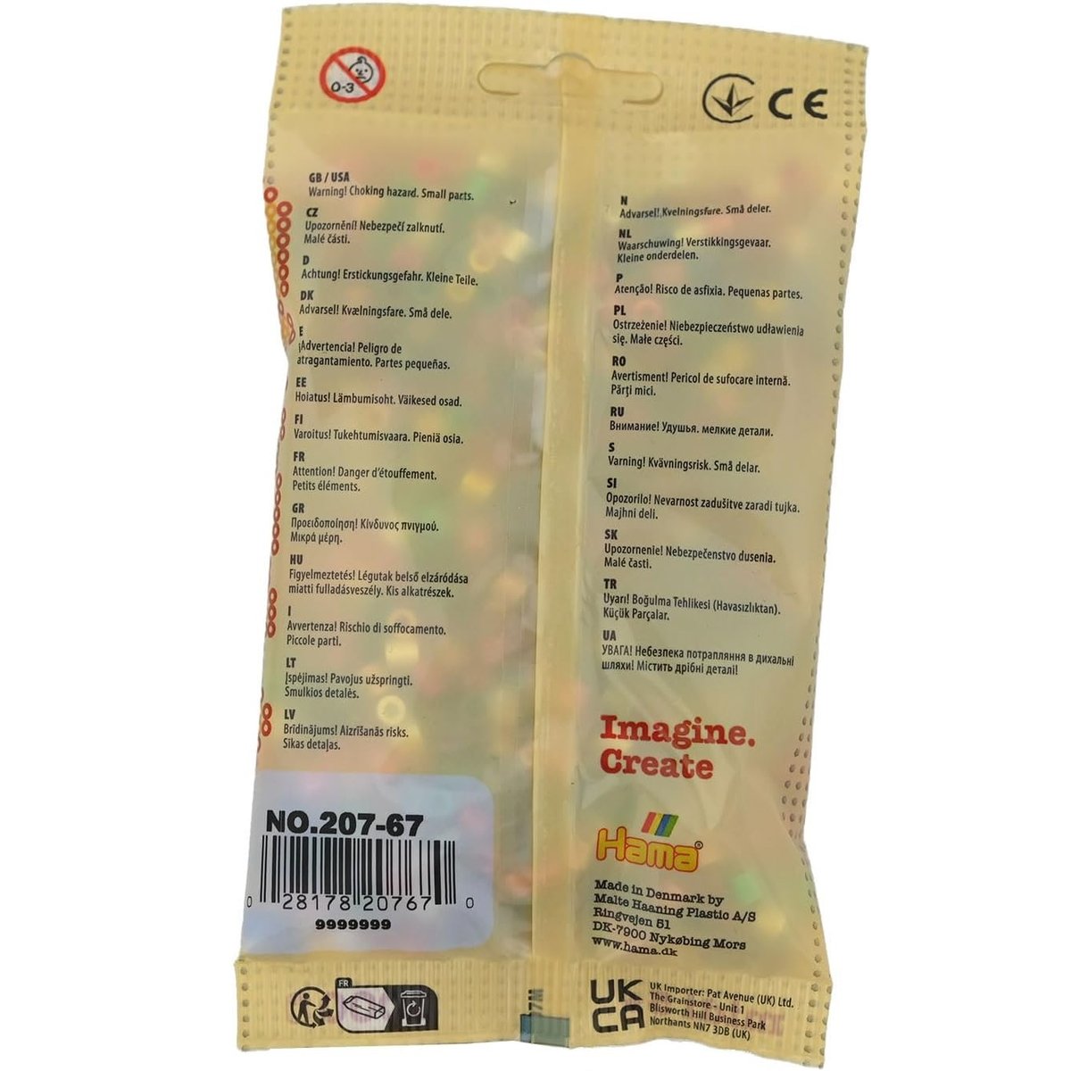 Sachet 1000 perles plastique Midi base mix 22 couleurs beige, HAMA