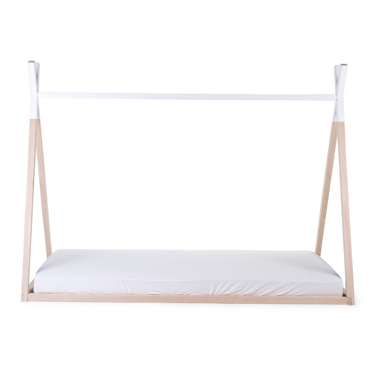 Lit tipi junior bois 90x200 cm bois blanc naturel naturel/blanc, CHILDHOME