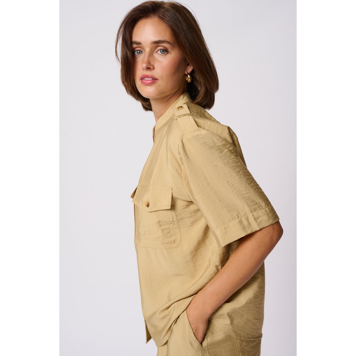 Long sleeved shirt beige starfish, KAFFE