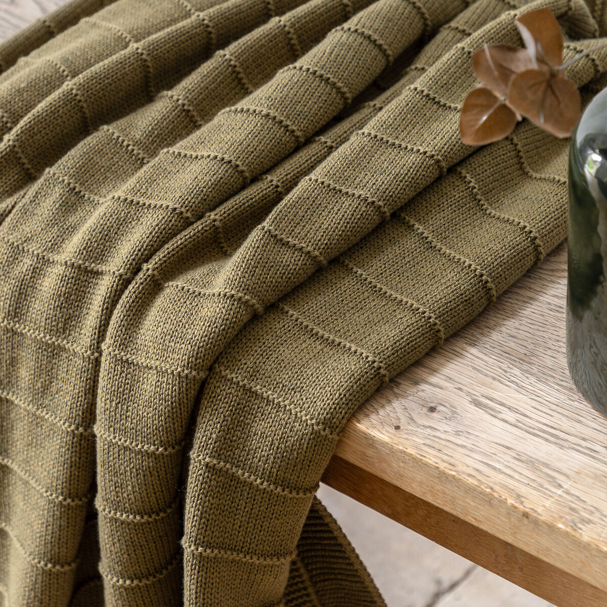 Flint Knit Throw olive, SO'HOME