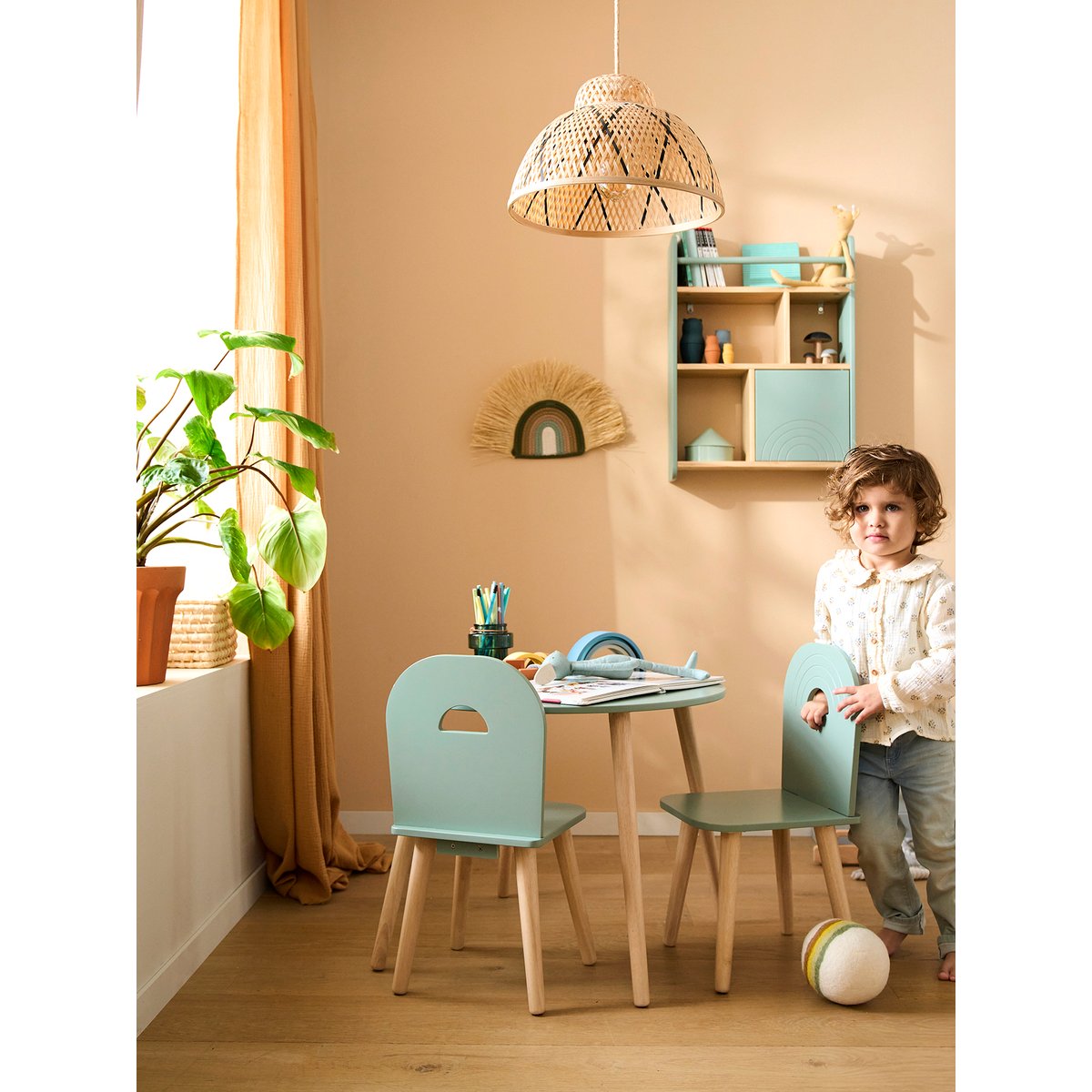 Ensemble chaises et table ARC-EN-CIEL vert sauge, VERTBAUDET