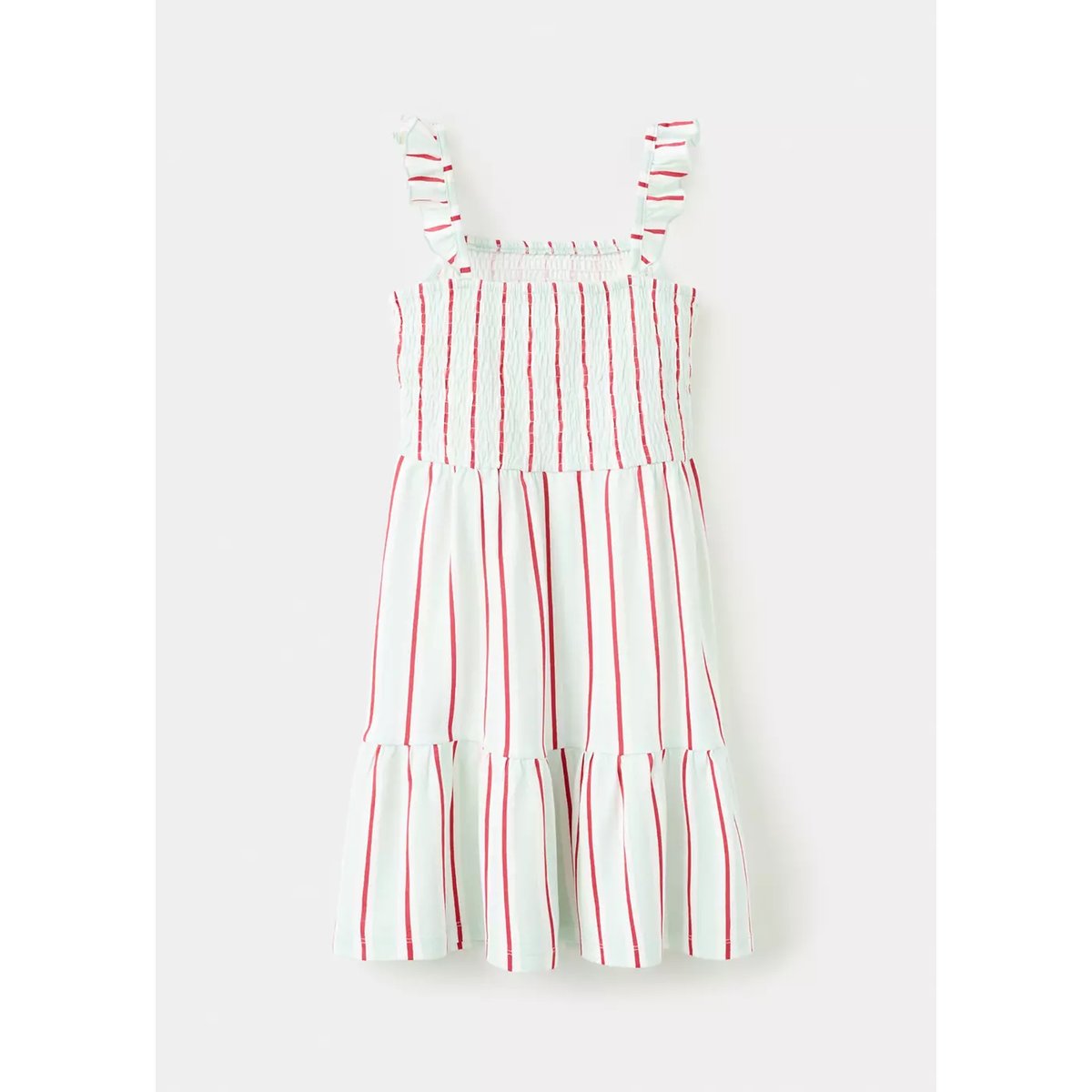 Robe rayures volants turquoise, MANGO KIDS