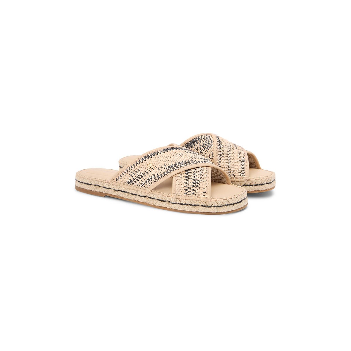 Espadrille mules en raphia beige/noir, TOMMY HILFIGER