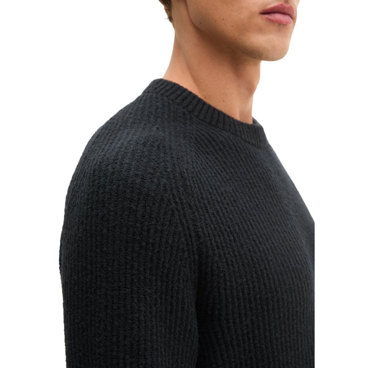 Pull coupe classique en mélange de laine vierge douce noir, MARC O'POLO