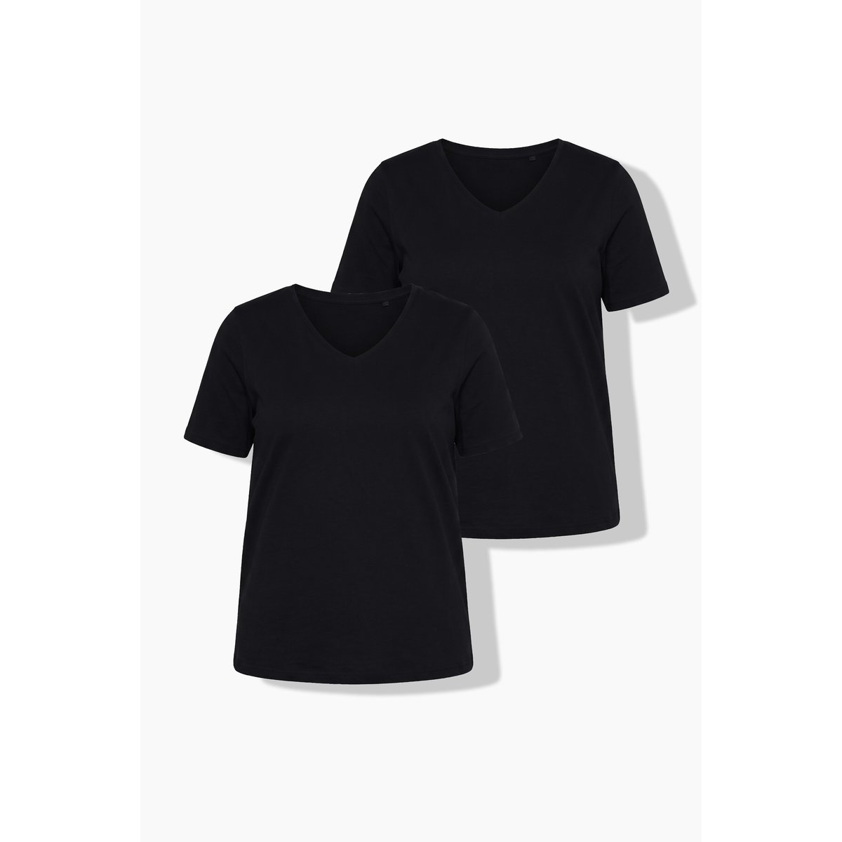 T-shirts, lot de 2, coupe classique noir, ULLA POPKEN