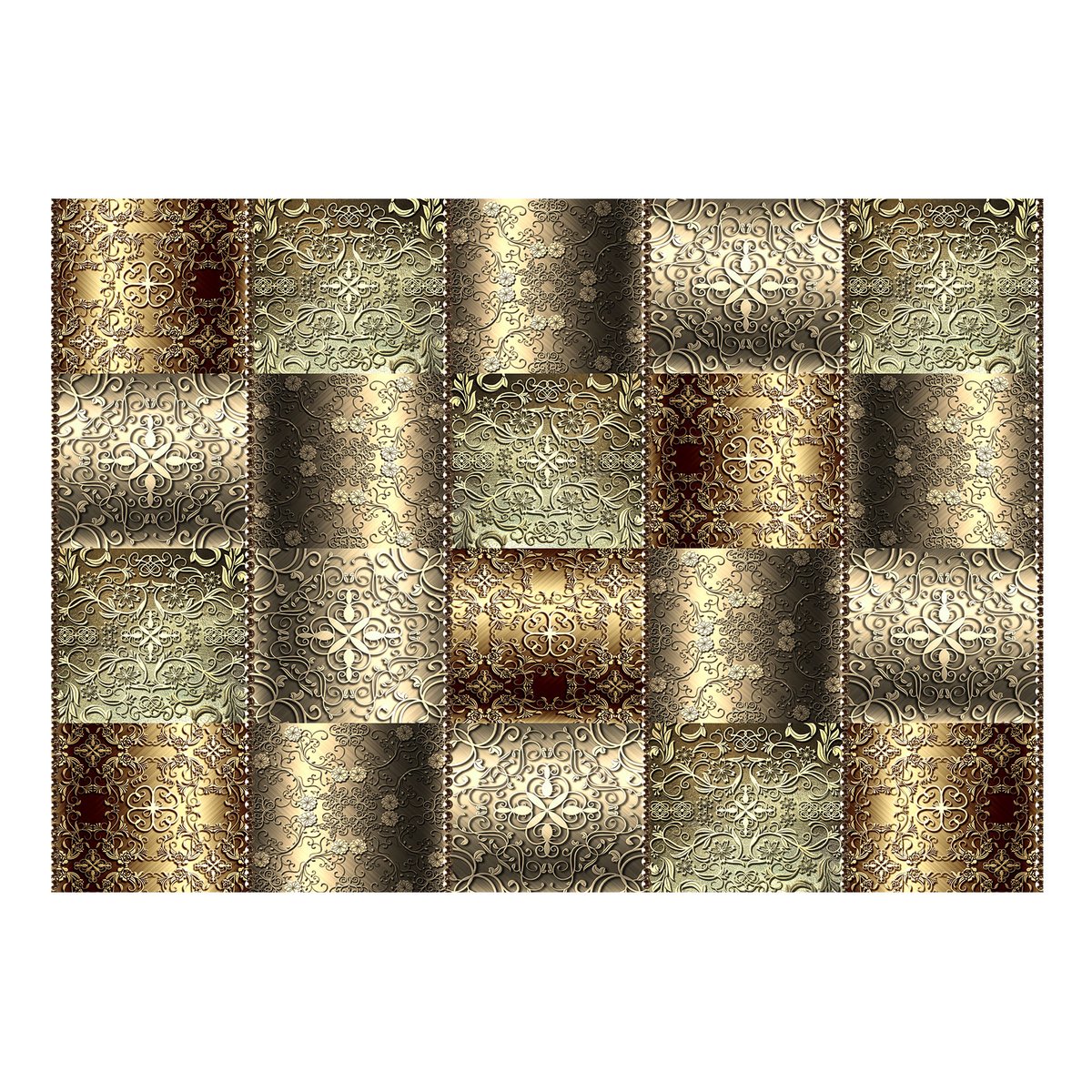 Papier peint intissé panoramique Metal Plates jaune / doré, EDEN