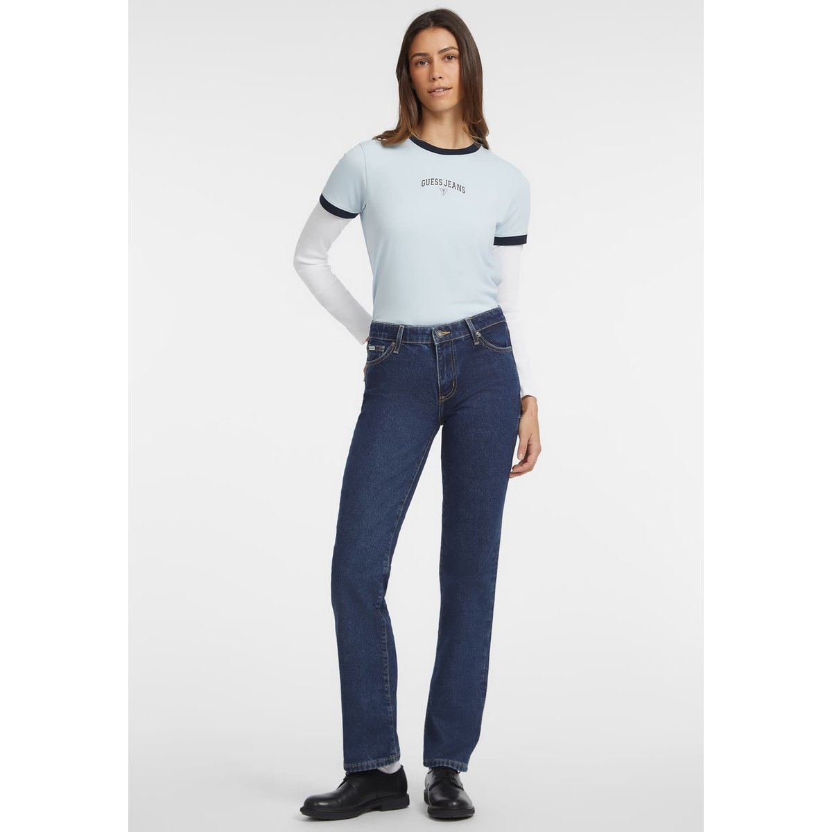 T-Shirt Classique Signature bleu ciel, GUESS