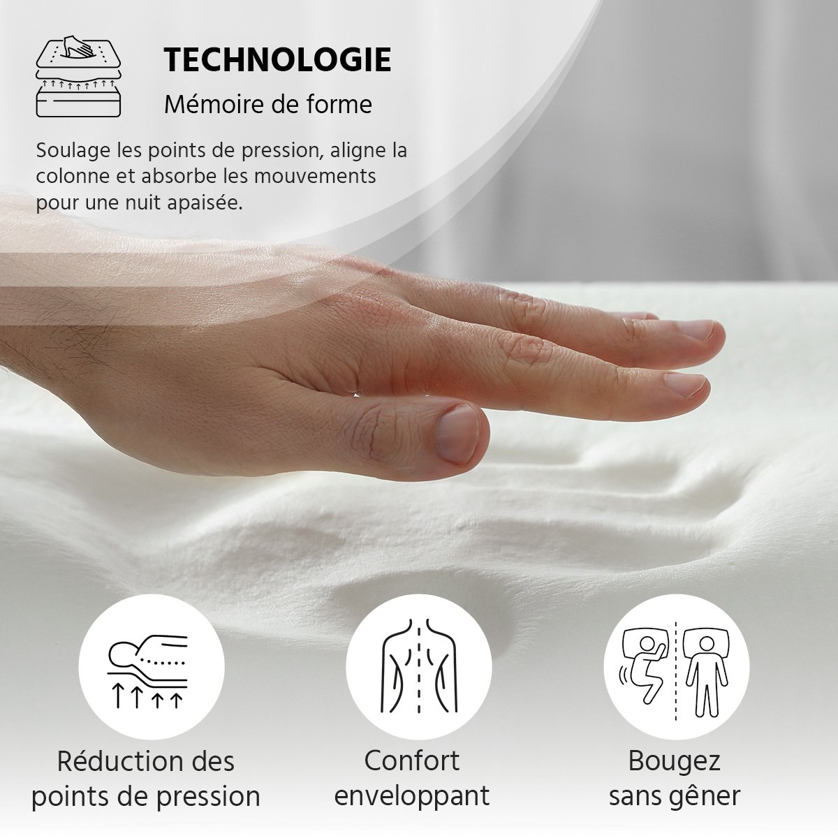 Prêt-à-dormir COPENHAGUE avec Sommier, Couette, Oreillers et Protège-matelas couleur unique, BELLECOUR
