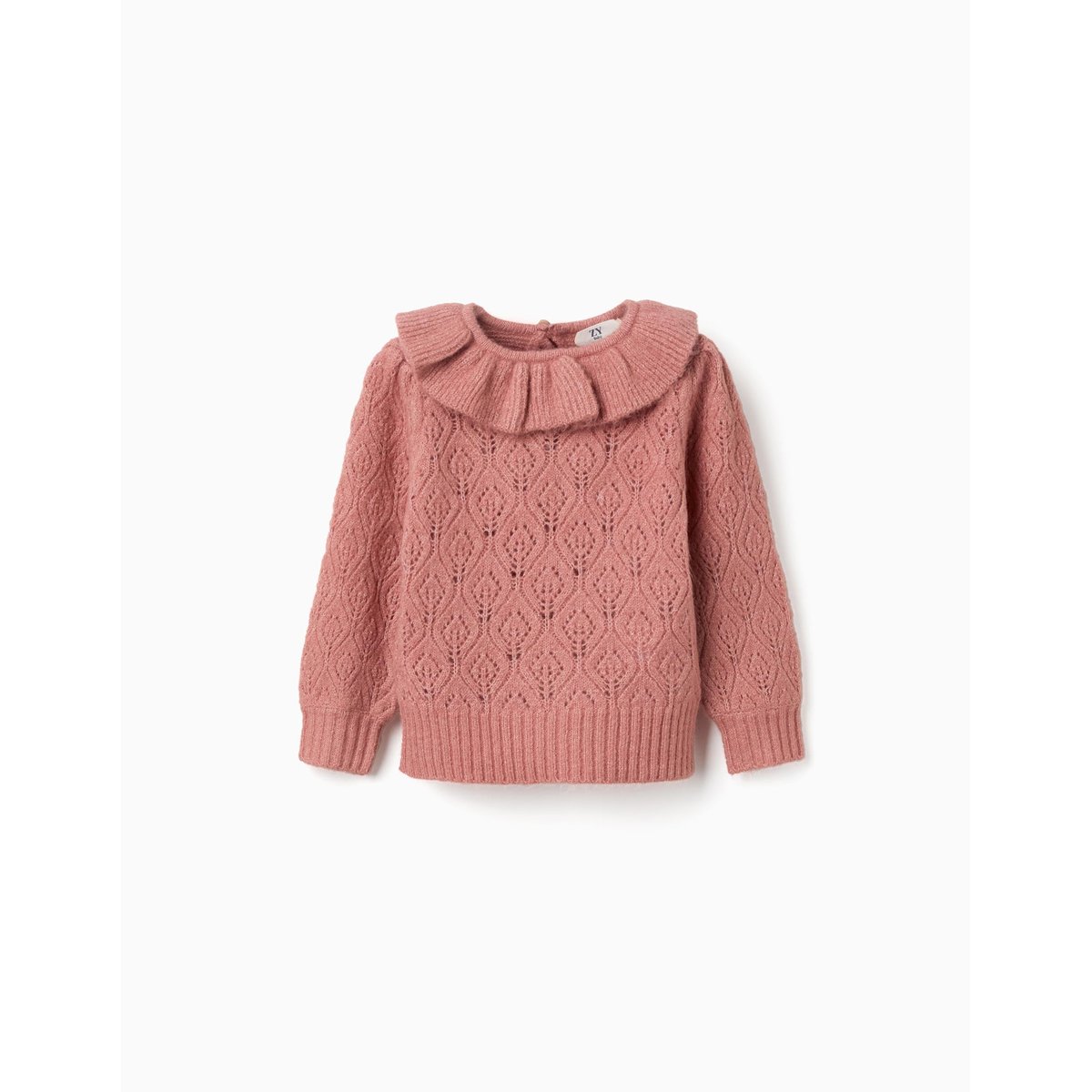 Pull en maille ajourée avec col à volants rose, ZIPPY