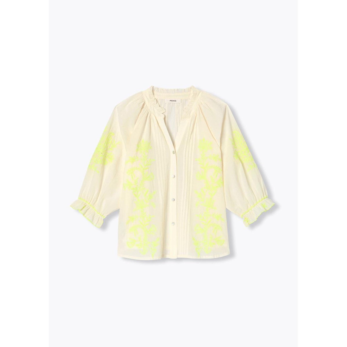 Blouse à broderies fluo ecru, PROMOD