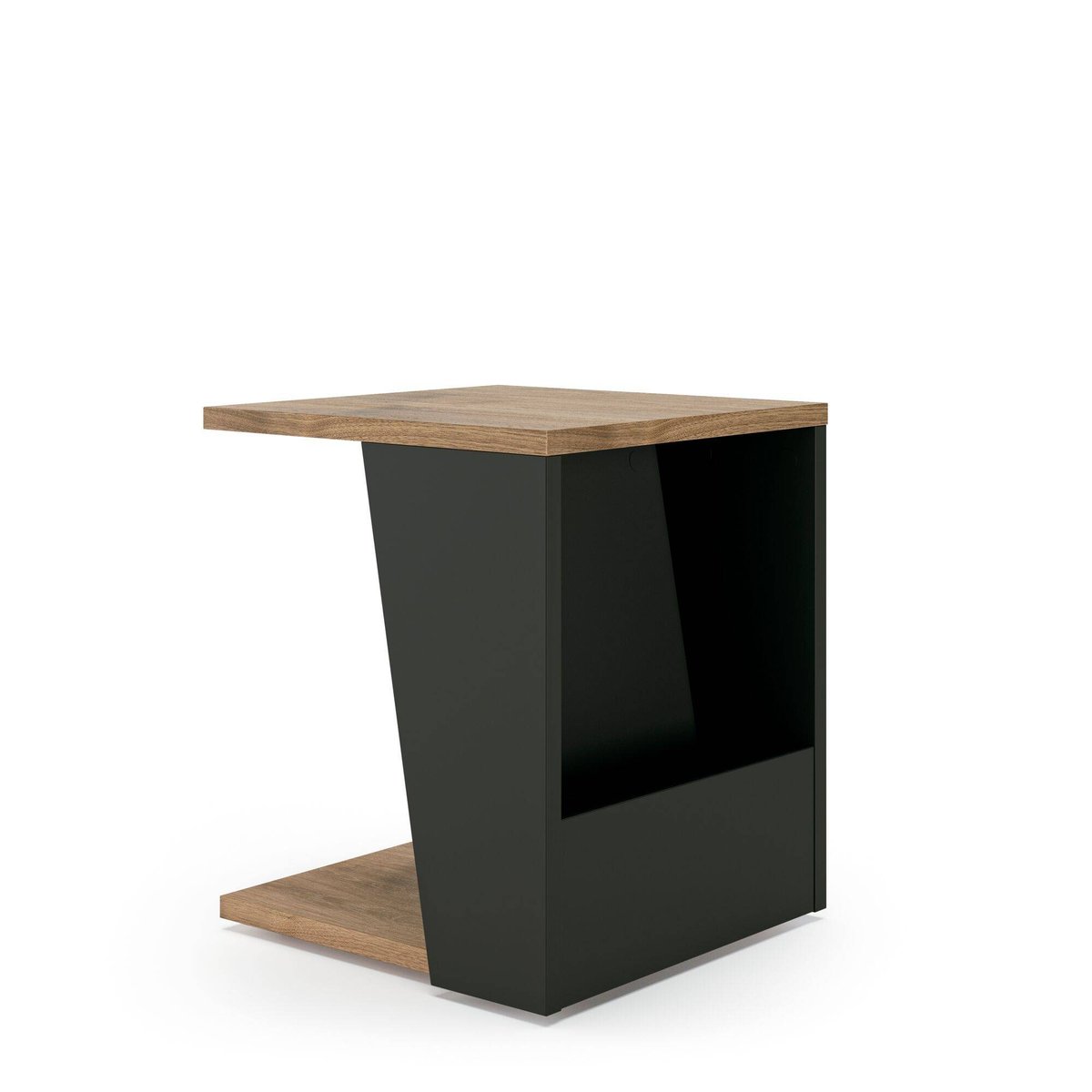 Table d'appoint carrée bois - ALBI noir/noyer, CAMIF