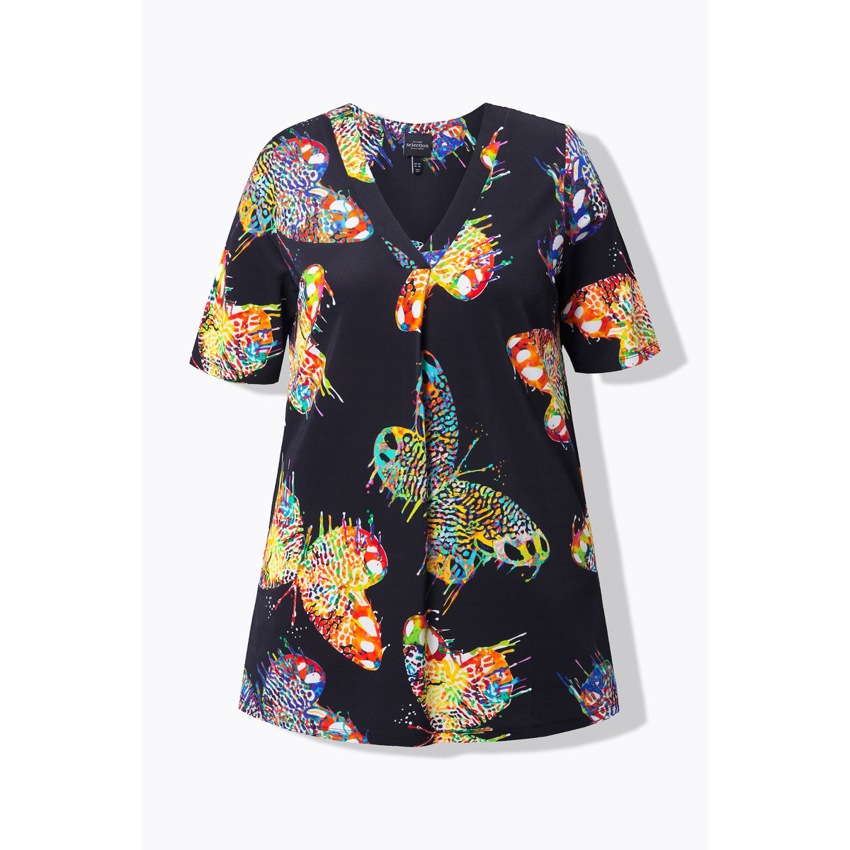 T-shirt au tombé fluide noir, ULLA POPKEN