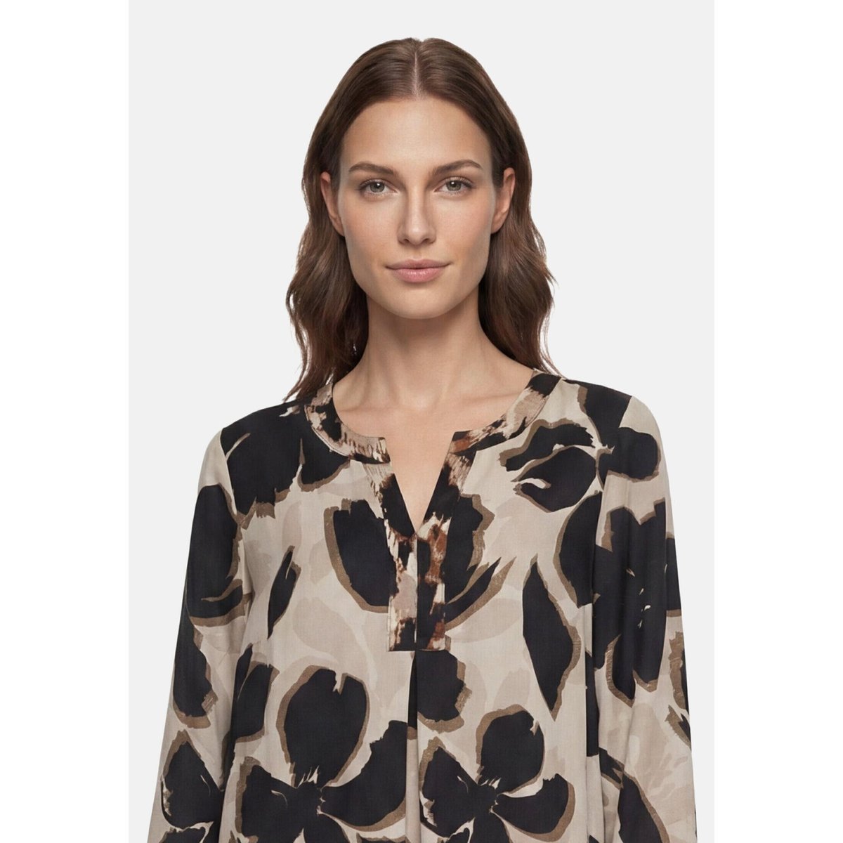 Robe tunique à manches longues beige/noir, BETTY BARCLAY