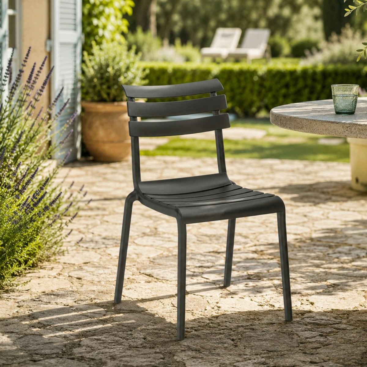 Chaise de jardin en plastique (lot de 2) LUGANO gris, PIER IMPORT