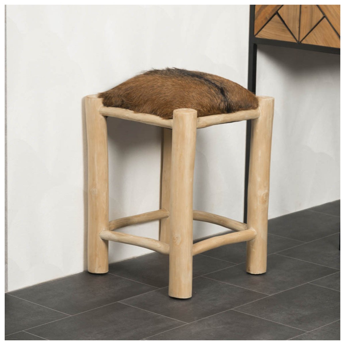 Tabouret en bois LODGE naturel, WANDA COLLECTION