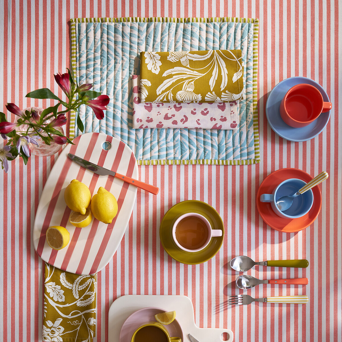 Conjunto de 4 guardanapos de mesa em tecido de algodão estampado, LEAN estampado leopardo, LA REDOUTE INTERIEURS