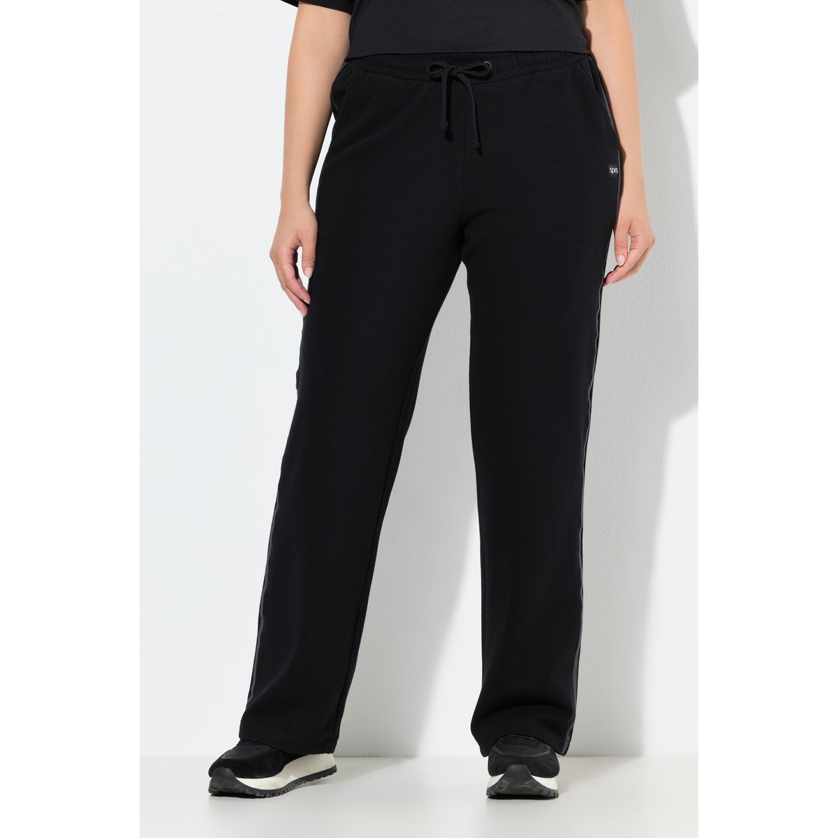 Pantalon de jogging large à taille élastique noir, ULLA POPKEN