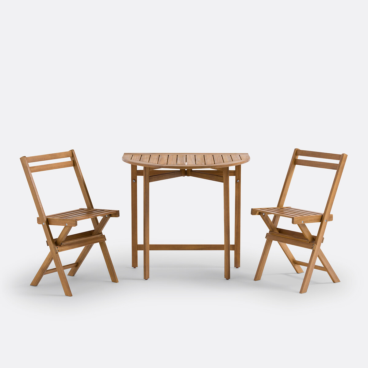 Set de balcon pliable, en acacia, 2 places, table demi-lune et 2 chaises, ALATA acacia, LA REDOUTE INTERIEURS