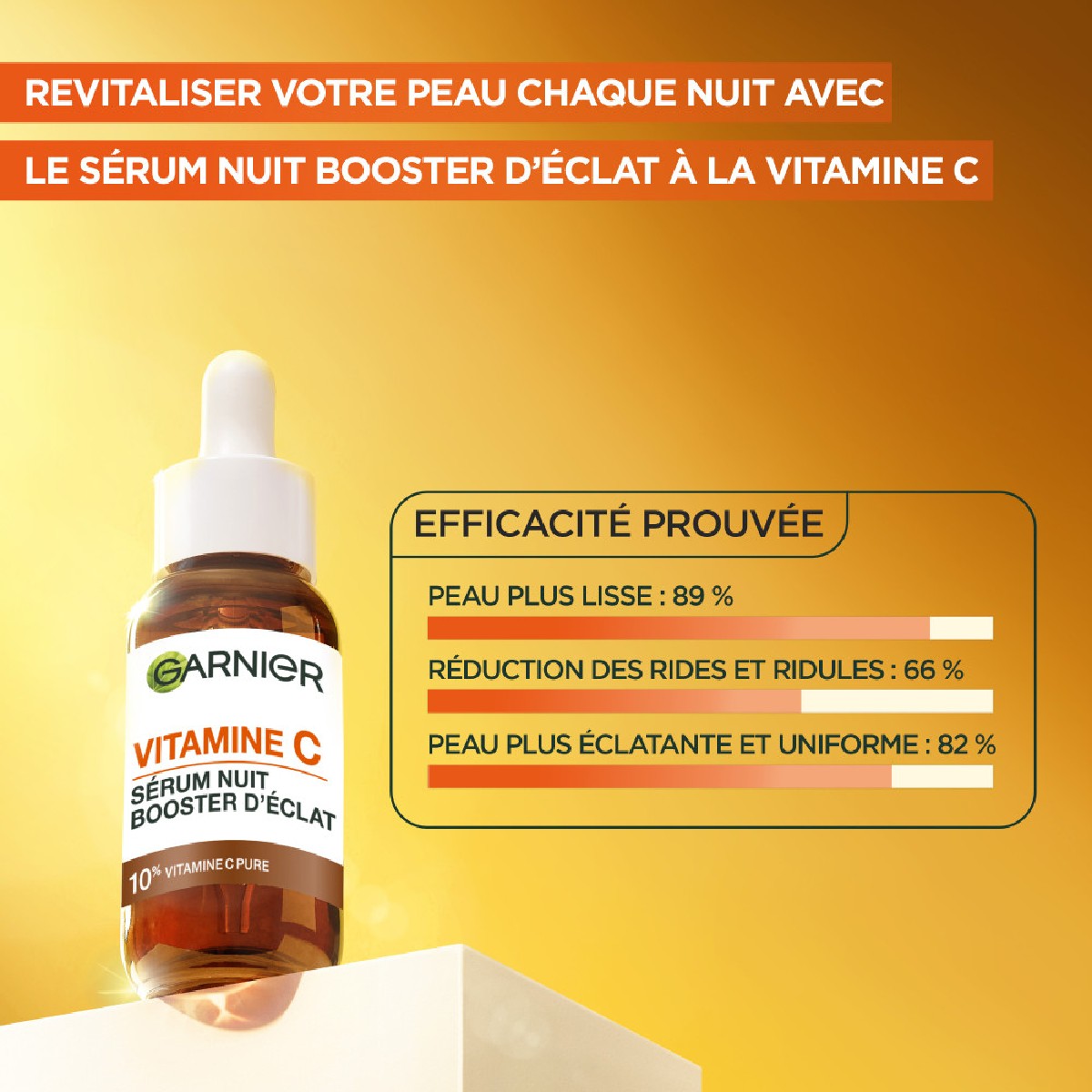 Sérum nuit Booster d'éclat VITAMINE C couleur unique, GARNIER