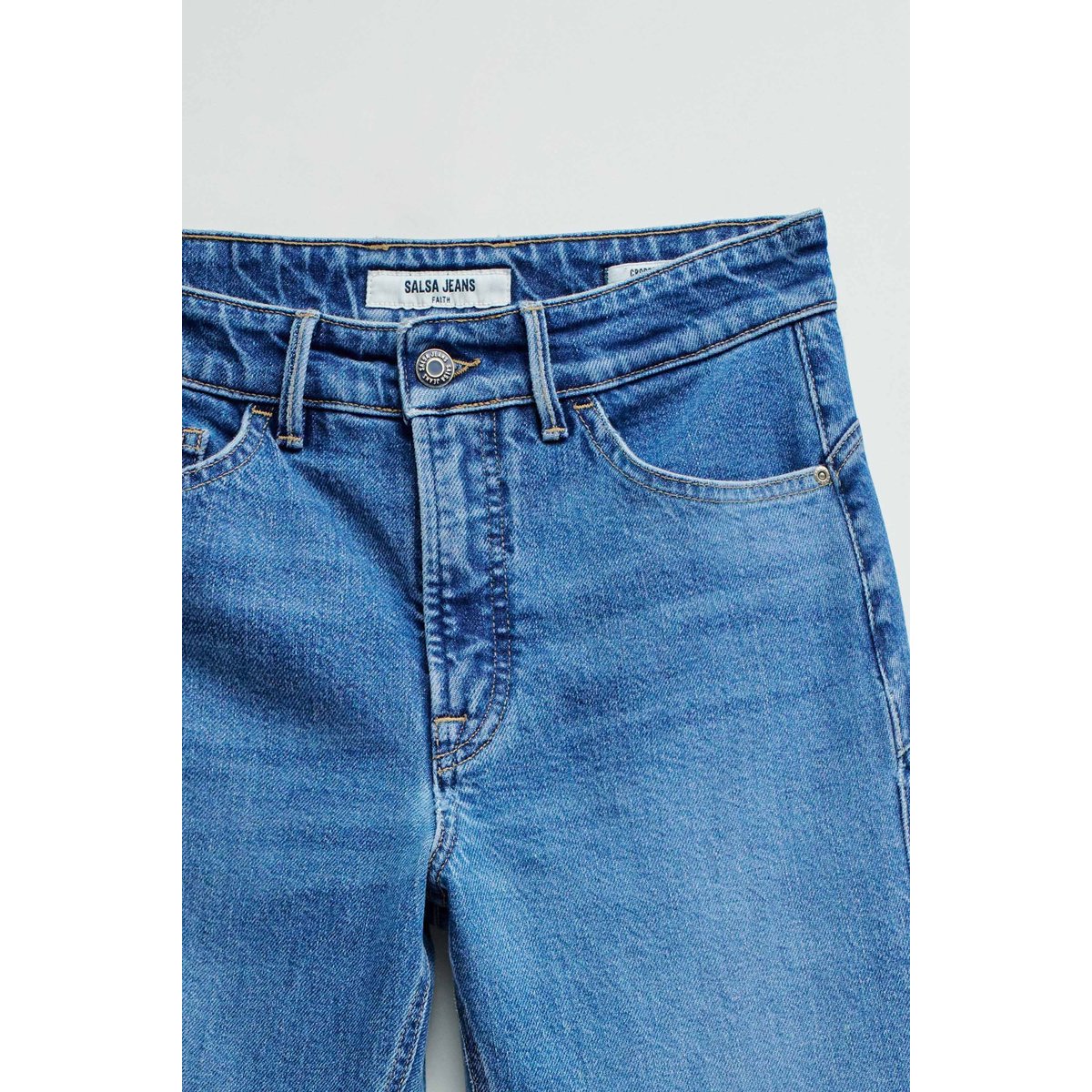 JEAN FAITH PUSH IN CROPPED SLIM bleu denim, SALSA JEANS