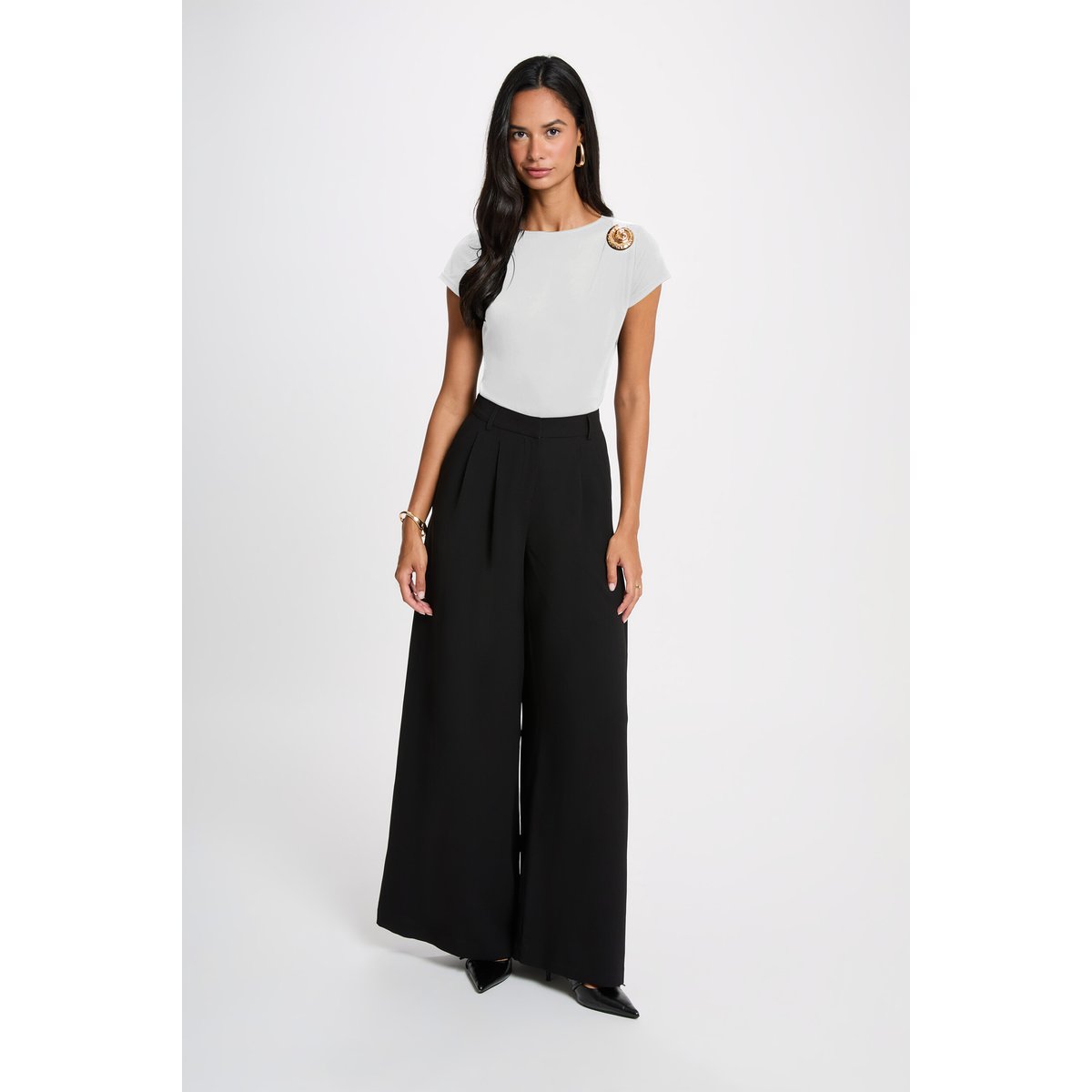 T-shirt col rond blanc, MORGAN