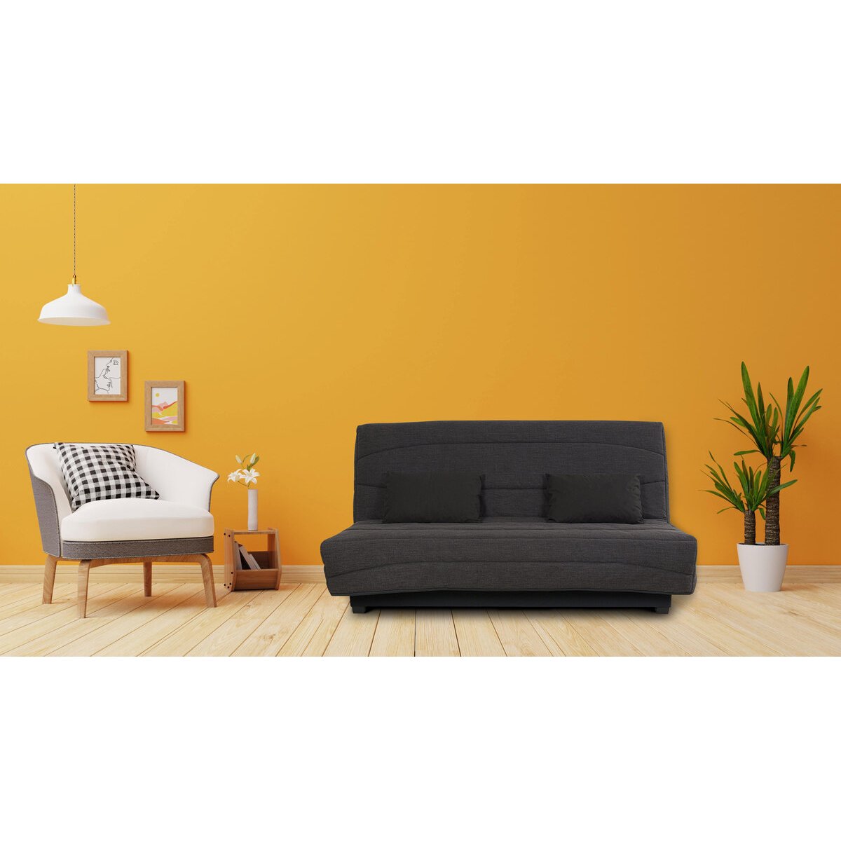 Banquette CC NOAH 130 x 190, cape charbon noir, RELAXIMA