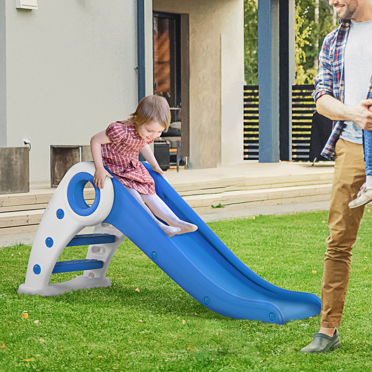 Toboggan pour enfants Plastique Bleu bleu, HOMCOM