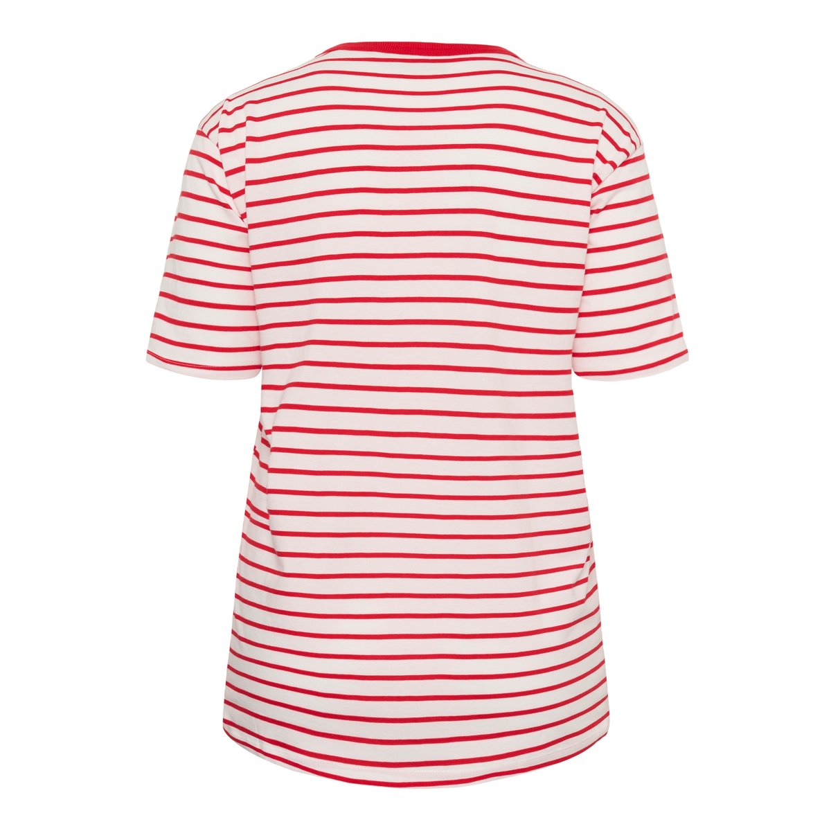 T-shirt à manches courtes blanc chalk w. red stripes, KAFFE CURVE