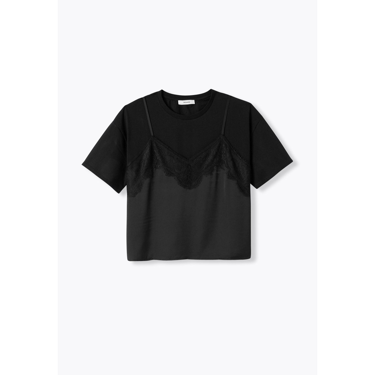 T-shirt et top effet superposé noir, PROMOD