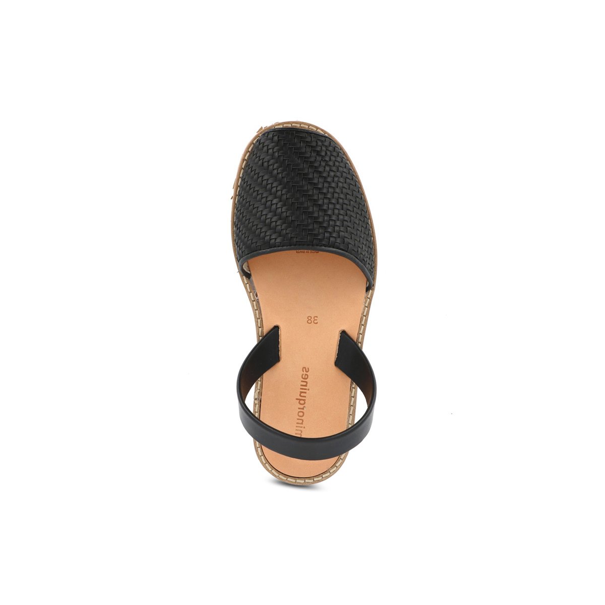 Sandales plates en cuir AVARCA noir, MINORQUINES