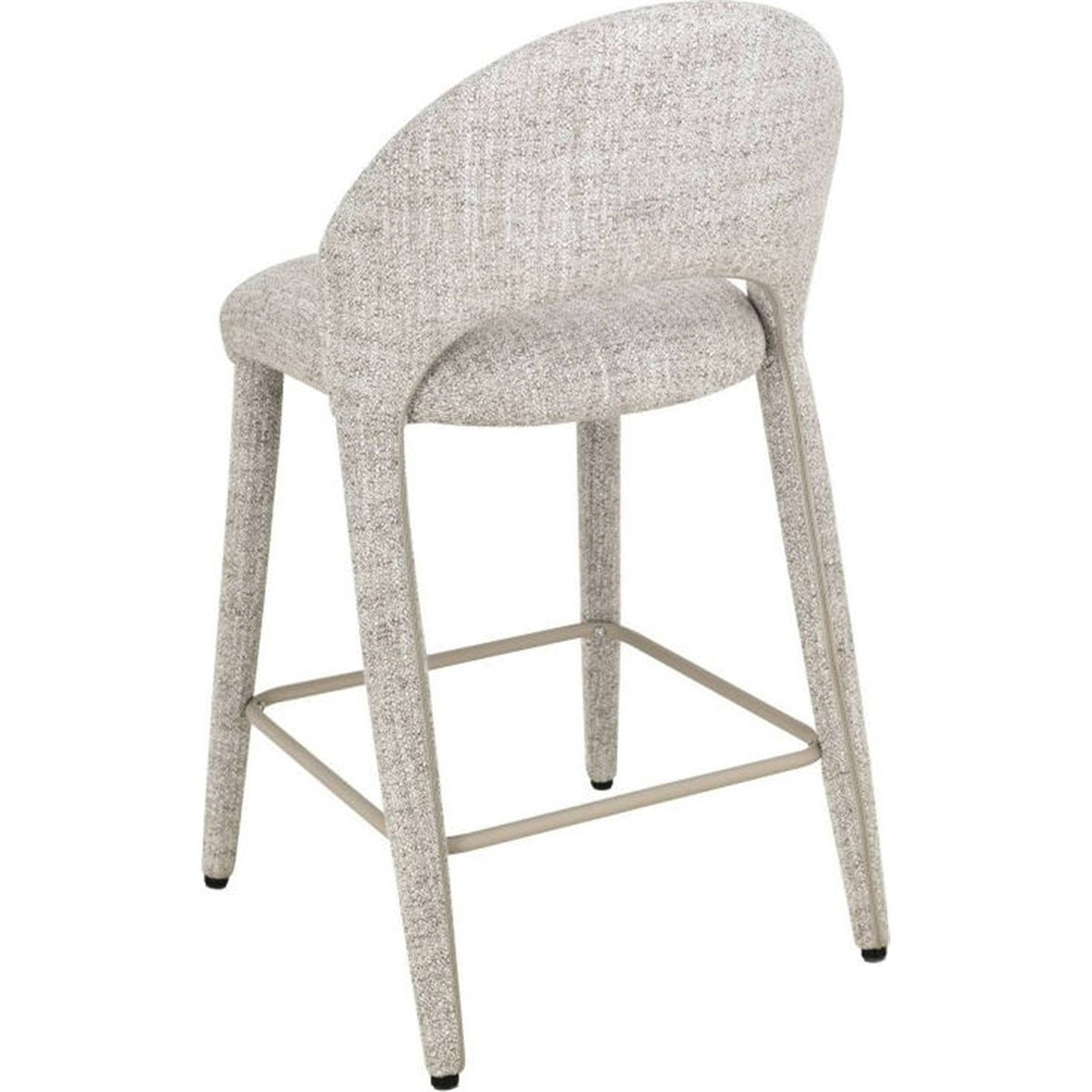 Tabouret de bar en tissu, Dossier arrondi crème marron, RECOLLECTION