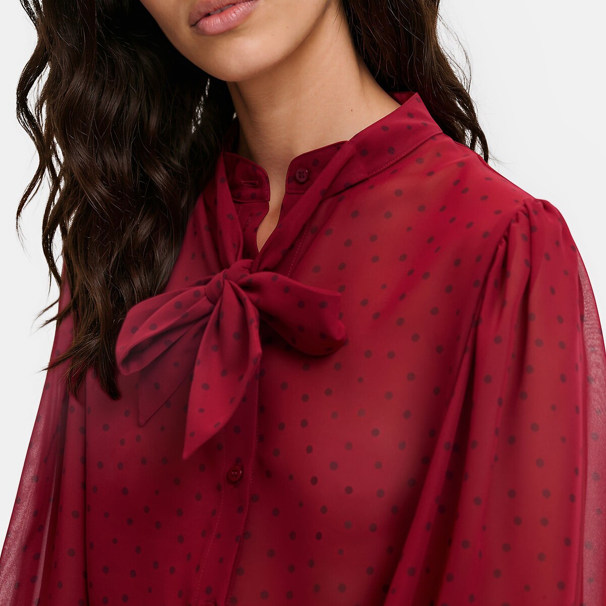 Chemise lavallière à pois manches longues imprimé pois, LA REDOUTE COLLECTIONS