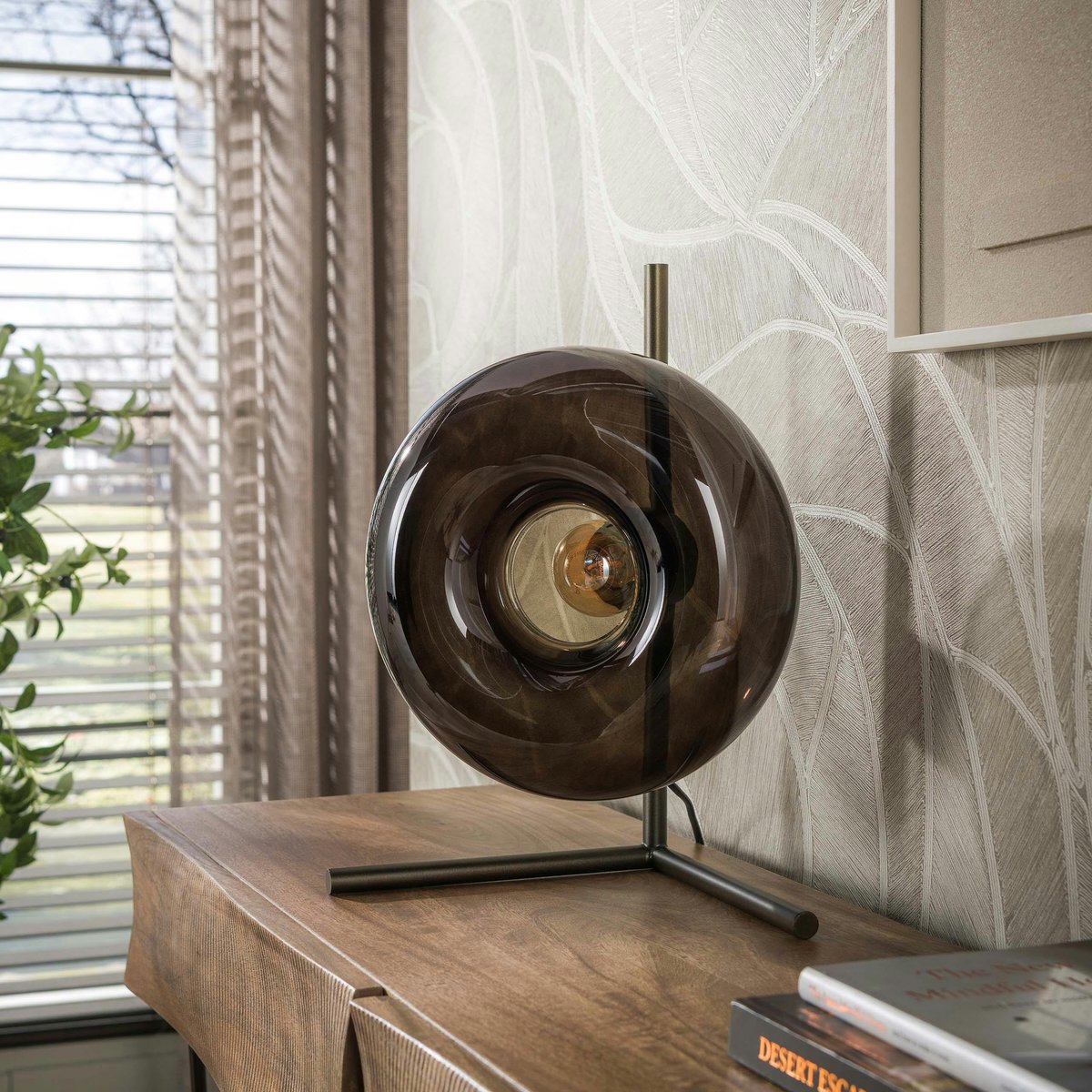 Lampe en verre et métal NIAGARA brun et bronze, PIER IMPORT