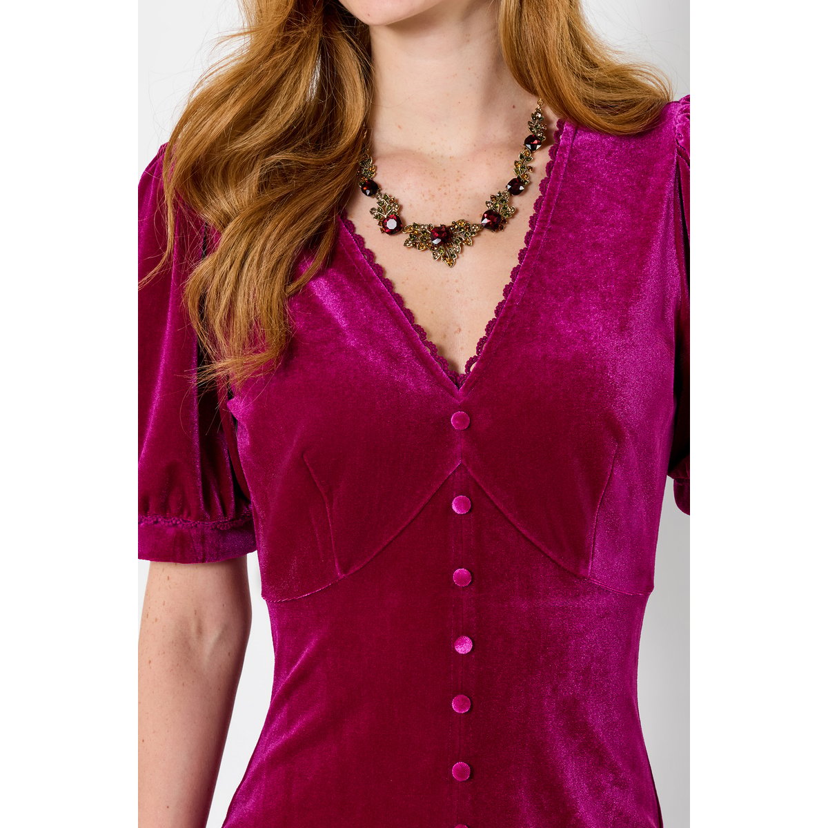 Robe Boutonnée en Velours rose, JOE BROWNS