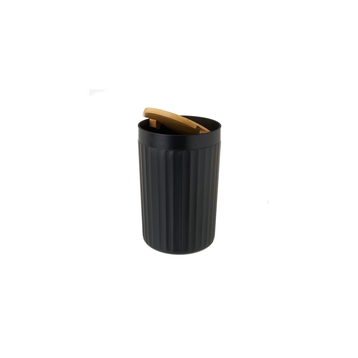 Poubelle de salle de bain en plastique noir et bambou - 5L noir, WADIGA