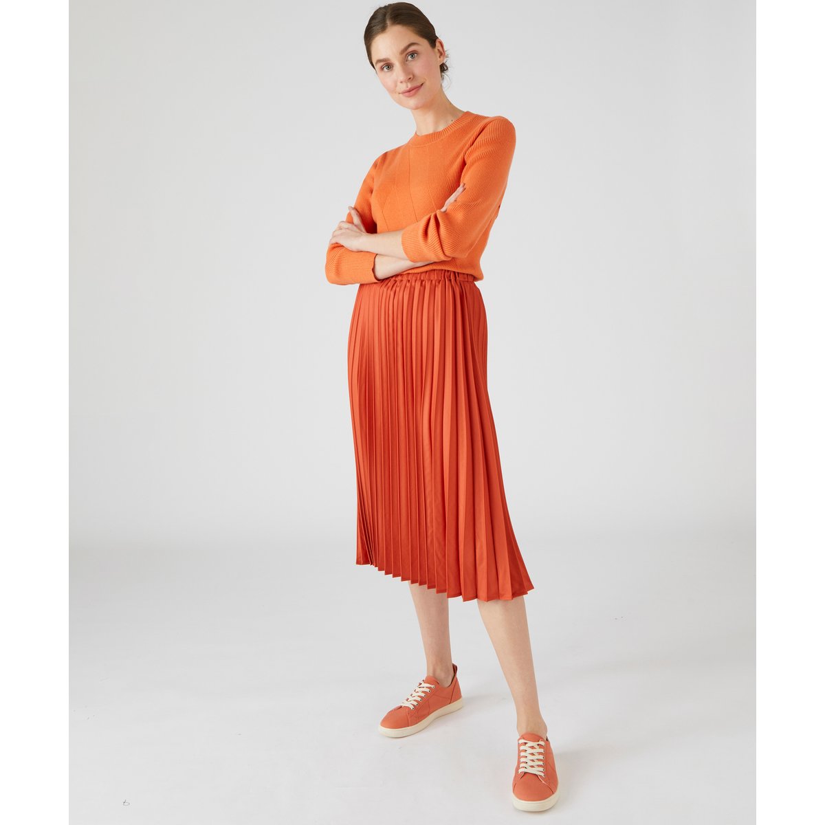 Pull jeu de côtes fantaisie orange abricot, DAMART
