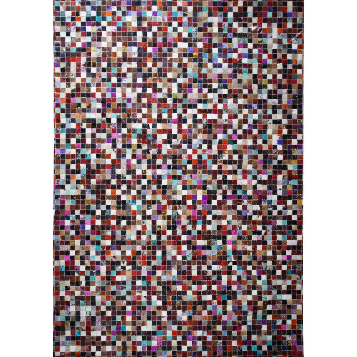 Tapis en cuirs recyclés motif mosaïque  multi CUIR MOZAIQUE COLOR marron, multicolore, THE DECO FACTORY