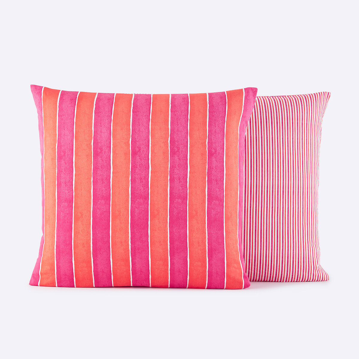 Federa in cotone lavato, stampa a righe, DONATTA rosa/arancione, LA REDOUTE INTERIEURS