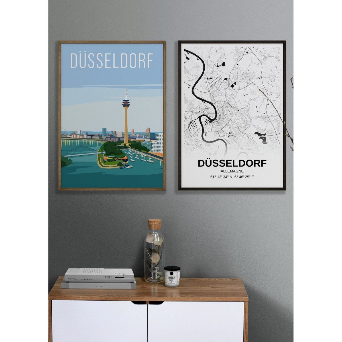Affiche ville Düsseldorf blanc, L'AFFICHERIE