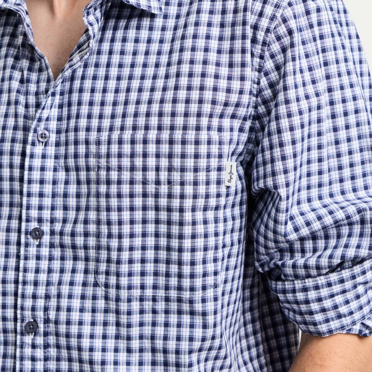 Chemise Coupe Casual À Carreaux En Popeline bleu dulwich, PEPE JEANS