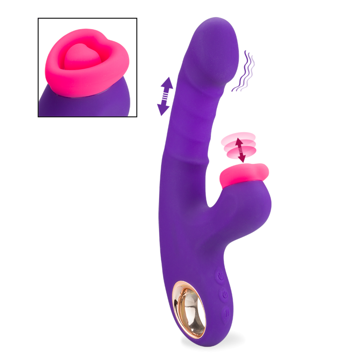 Vibromasseur puissant rabbit va-et-vient et percussions Love Beat violet, LOVE AND VIBES