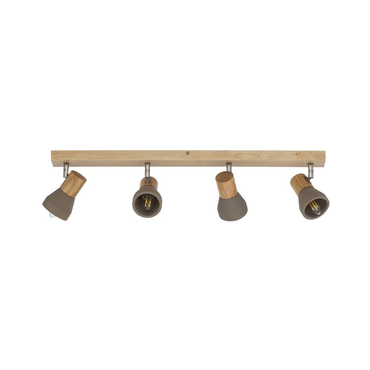 Spot scandinave, Filiz gris béton, bois clair, nickel satiné, LINDBY